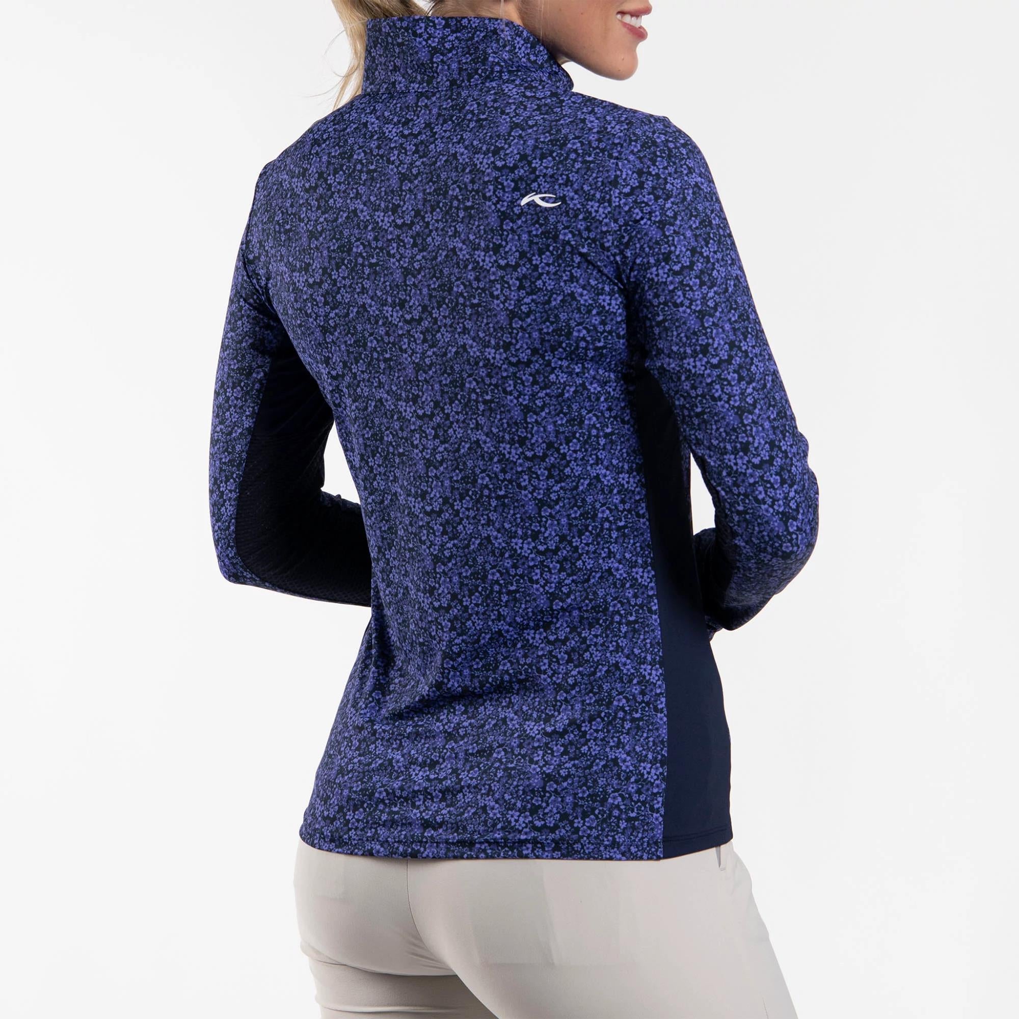KJUS Sunshine Printed Half Zip Ladies Golf Mid Layer Atlanta Blue